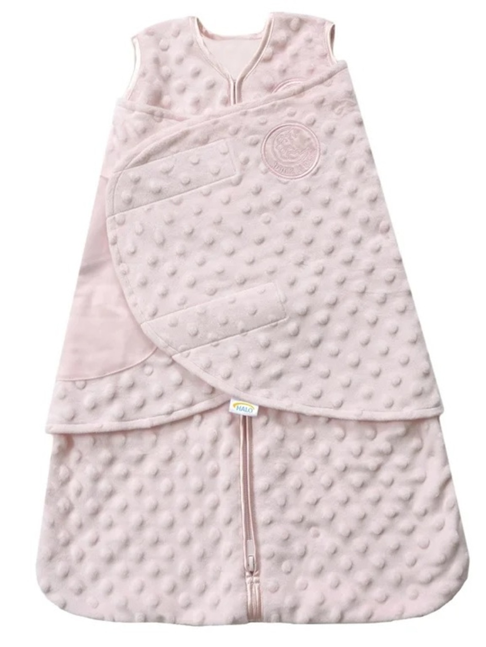 HALO SleepSack Swaddle, Plushy Dot Velboa, Pink, Newborn, Birth-3M